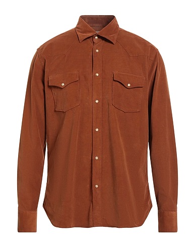 TINTORIA MATTEI 954 Solid colour shirt Brown 97% Cotton, 3% Elastane