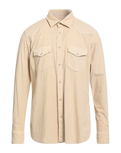 TINTORIA MATTEI 954 Camicia tinta unita Beige 97% Cotone, 3% Elastan