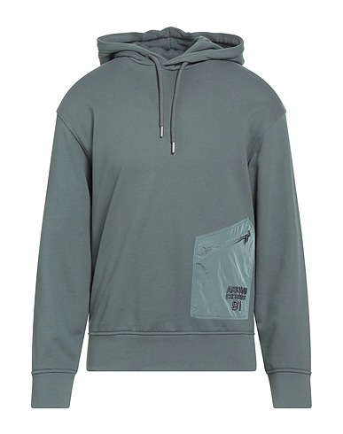 ARMANI EXCHANGE Hooded sweatshirt Sage green 100% Cotton, Polyamide