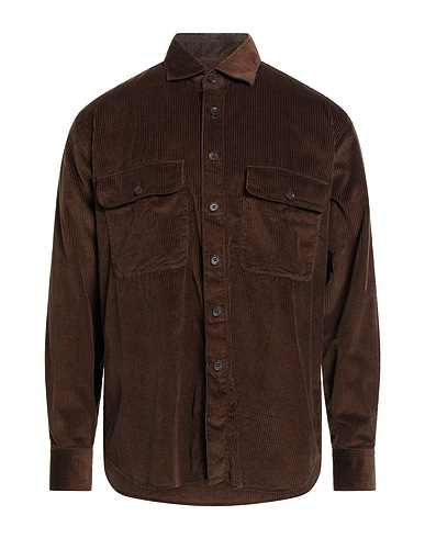 ALESSANDRO GHERARDI Solid colour shirt Dark brown 100% Cotton