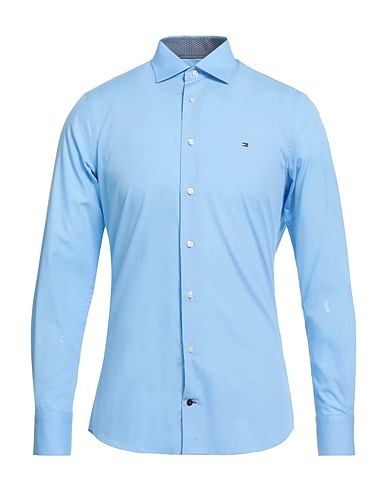 TOMMY HILFIGER Solid colour shirt Azure 100% Cotton