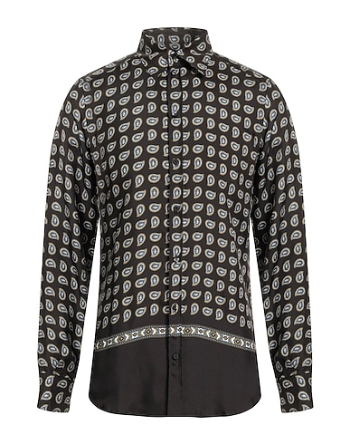 DOLCE&GABBANA Patterned shirt Dark brown 100% Silk