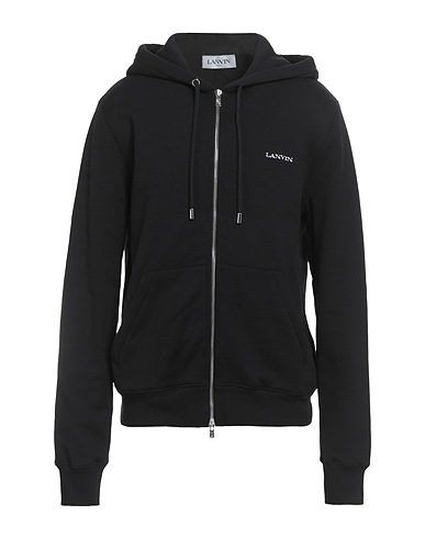 LANVIN Hooded sweatshirt Black 100% Cotton, Elastane, Polyester