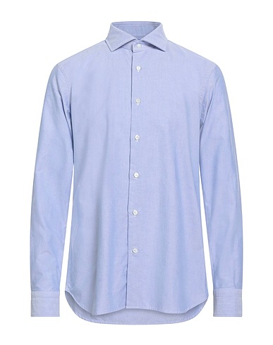 GUGLIELMINOTTI Solid color shirt Sky blue 100% Cotton