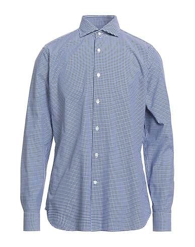 GUGLIELMINOTTI Καρό πουκάμισο Γαλάζιο 100% Βαμβάκι