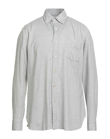 LUIGI BORRELLI NAPOLI Patterned shirt Light grey 100% Cotton