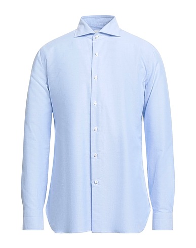 LUIGI BORRELLI NAPOLI Camicia tinta unita Celeste 100% Cotone