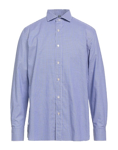 LUIGI BORRELLI NAPOLI Checked shirt Navy blue 100% Cotton