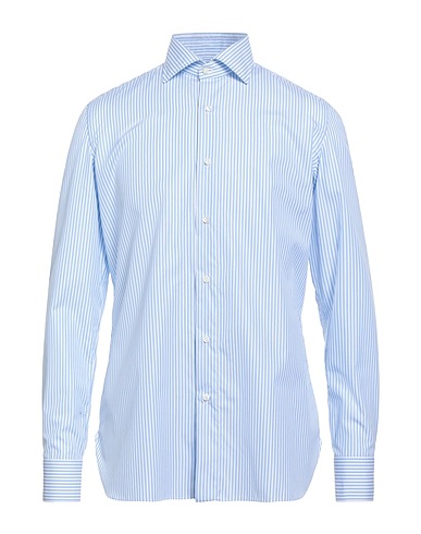 LUIGI BORRELLI NAPOLI Striped shirt Light blue 100% Cotton