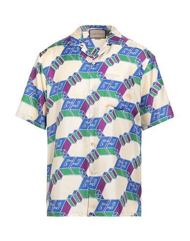 GUCCI Patterned shirt Cream 100% Silk