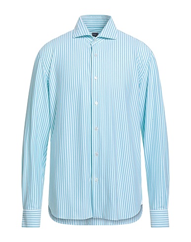 FEDELI Gestreiftes Hemd Himmelblau 60% Baumwolle, 28% Nylon, 12% Elastan