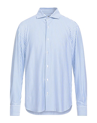 FEDELI Striped shirt Blue 60% Cotton, 28% Nylon, 12% Elastane