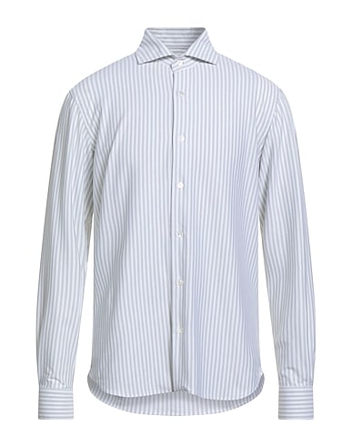 FEDELI Striped shirt Grey 60% Cotton, 28% Nylon, 12% Elastane