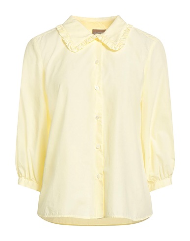 ACADEMIA Solid colour shirts & blouses Pastel yellow 100% Cotton