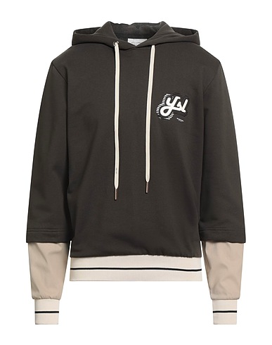 YES LONDON Hooded track jacket  Dark brown 100% Cotton, Elastane