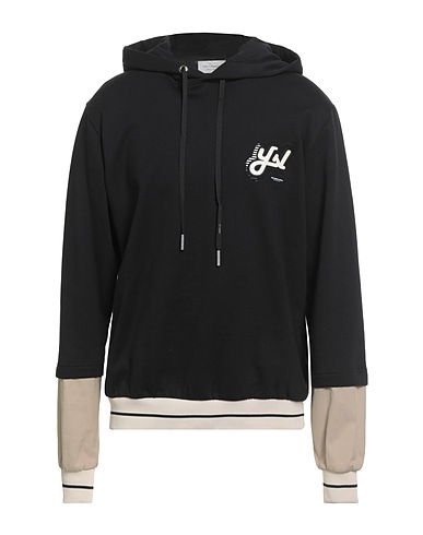 YES LONDON Hooded sweatshirt Black 100% Cotton, Elastane