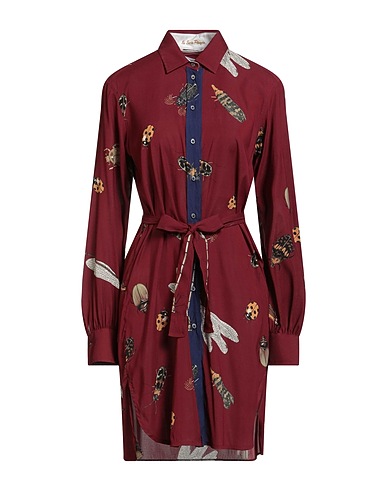 LE SARTE PETTEGOLE Patterned shirts & blouses Burgundy 93% Silk, 7% Elastane