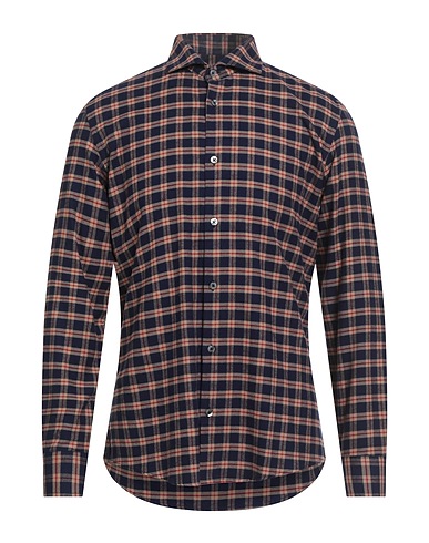 GREY DANIELE ALESSANDRINI Checked shirt Midnight blue 100% Cotton