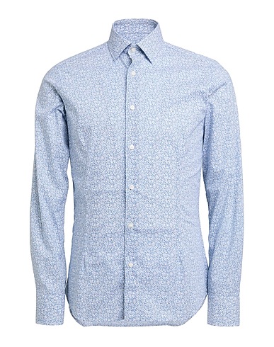 BRANCACCIO Рубашка с рисунком Грифельно-синий 97% Хлопок, 3% Эластан