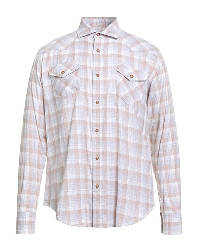 ELEVENTY Checked shirt Beige 100% Cotton