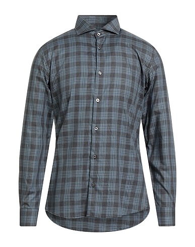 GREY DANIELE ALESSANDRINI Checked shirt 100% Cotton