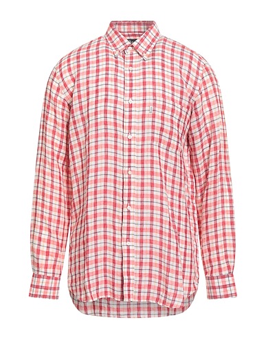 BARBOUR Camicia a quadri Mattone 100% Lino