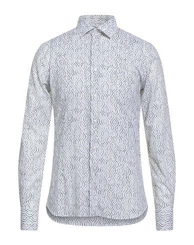 BRANCACCIO Patterned shirt White 50% Cotton, 50% Linen