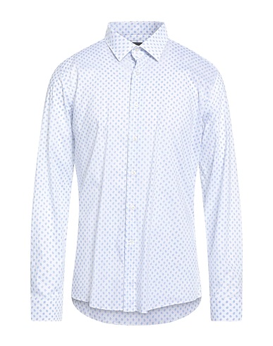CARLO PIGNATELLI Patterned shirt Light blue 97% Cotton, 3% Elastane