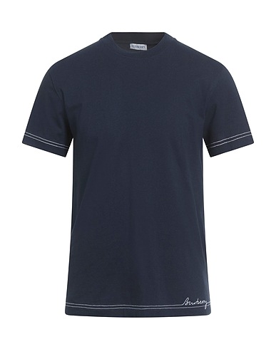 BURBERRY Basic T-Shirt Navy blue 100% Cotton, Elastane