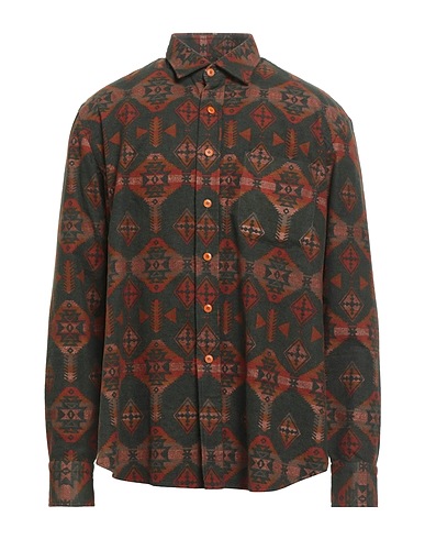 SALVATORE PICCOLO Camicia fantasia Verde scuro 100% Cotone