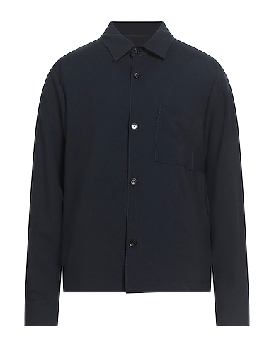 BE ABLE Solid colour shirt BLU NOTTE 100% Virgin Wool