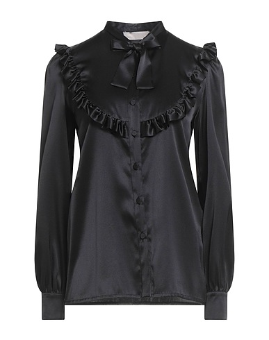 LARDINI Camicie e bluse con fiocco Nero 94% Seta, 6% Elastan