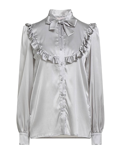 LARDINI Solid color shirts & blouses GRIGIO 94% Silk, 6% Elastane