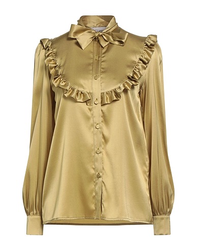 LARDINI Solid colour shirts & blouses SENAPE 94% Silk, 6% Elastane