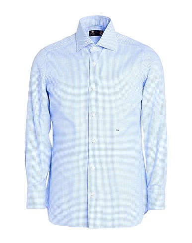 LUIGI BORRELLI NAPOLI Checked shirt Sky blue 100% Cotton