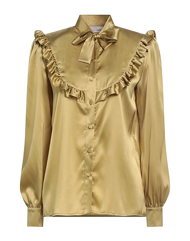 LARDINI Shirts & blouses with bow Mustard 94% Silk, 6% Elastane