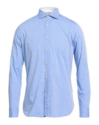 CARLO PIGNATELLI Solid colour shirt Light blue 100% Cotton