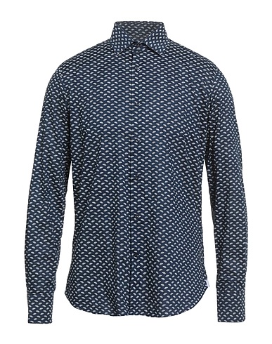 CARLO PIGNATELLI Camicia fantasia Blu notte 97% Cotone, 3% Elastan