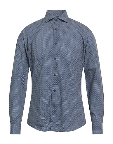 BRANCACCIO Patterned shirt Navy blue 100% Cotton