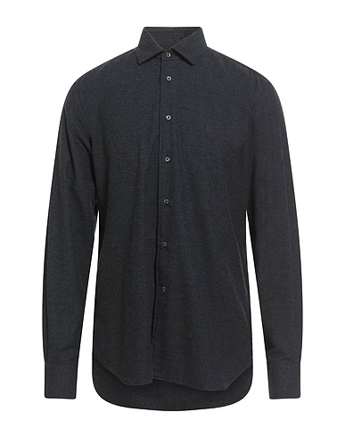 CORNELIANI Solid colour shirt Charcoal 95% Cotton, 5% Elastane