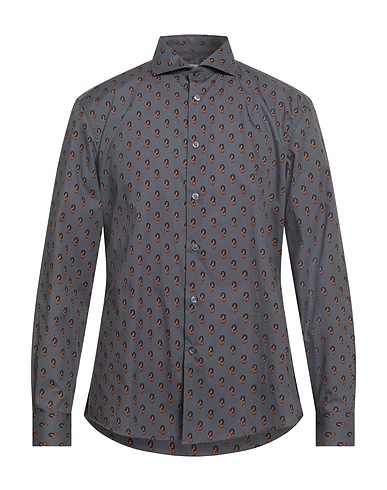 GREY DANIELE ALESSANDRINI Patterned shirt Grey 100% Cotton