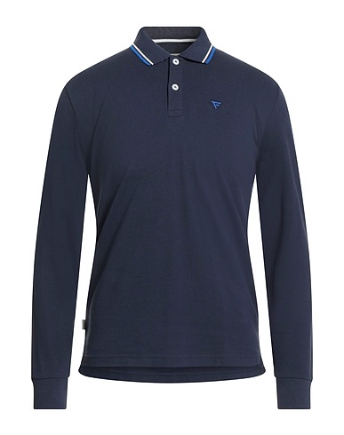 FRED MELLO Polo shirt Navy blue 95% Cotton, 5% Elastane