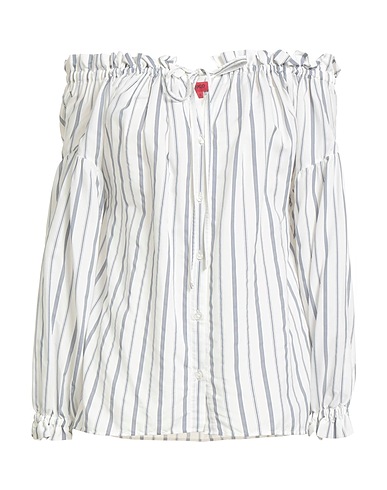 HUGO Striped shirt White 66% Acetate, 28% Modal, 6% Polyester