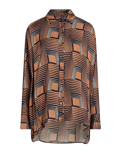 OTTOD'AME Patterned shirts & blouses Camel 100% Viscose