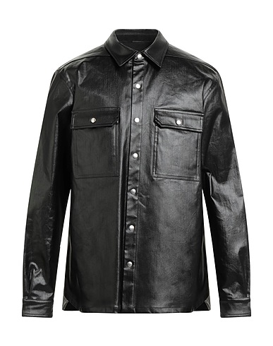 RICK OWENS Solid colour shirt Black 91% Cotton, 9% Elastane