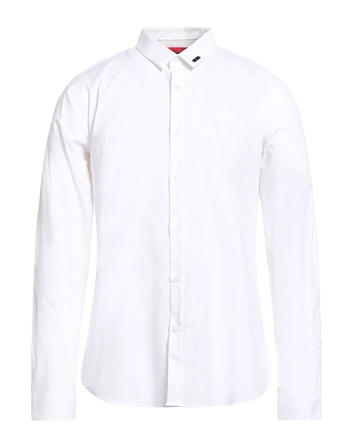 HUGO Solid color shirt White 98% Cotton, 2% Elastane