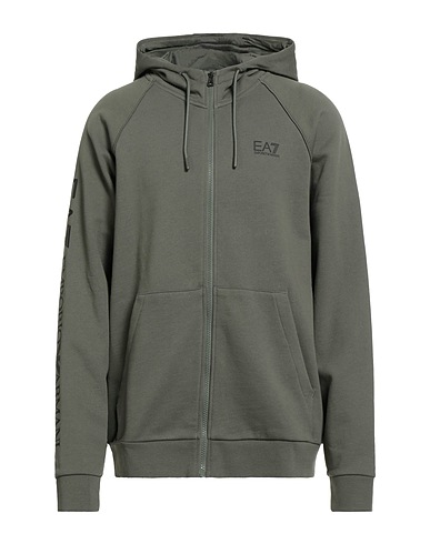 EA7 Hooded track jacket Military green 85% Cotton, 15% Polyester, Elastane