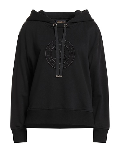 LUISA SPAGNOLI Hooded track jacket  Black 88% Cotton, 12% Polyester