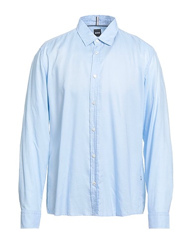 BOSS Camicia tinta unita Celeste 100% Lyocell