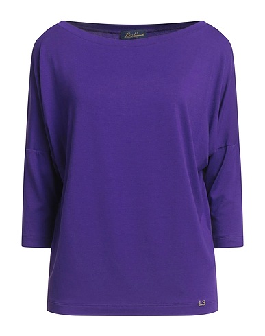 LUISA SPAGNOLI Basic T-Shirt Purple 94% Viscose, 6% Elastane